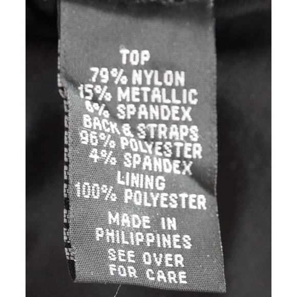 Y2K iz Byer California Tank Top Size Medium Black Metallic Silver Lace Ruched NO - Picture 10 of 11